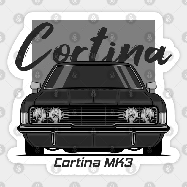 Front Black Cortina MK3 Classic Sticker by GoldenTuners